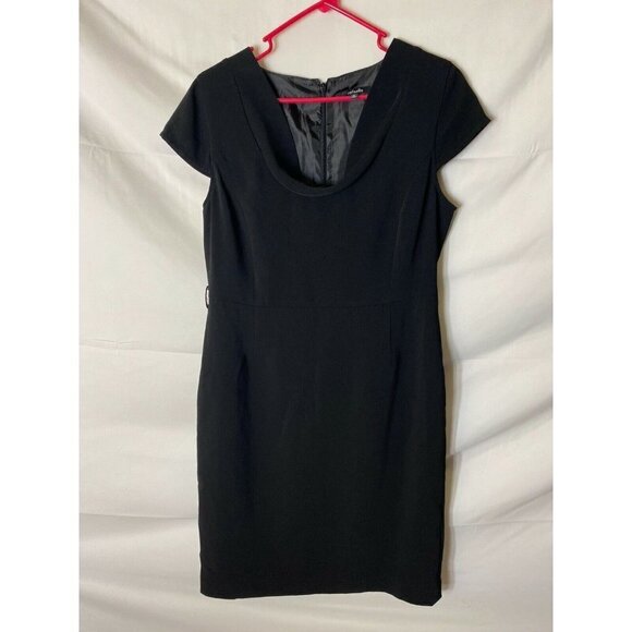 RAFAELLA WOMENS SIZE 12 BLACK DRESS CAREER DATE NIGHT ALINE MIDI SEXY Goth * - Picture 1 of 2